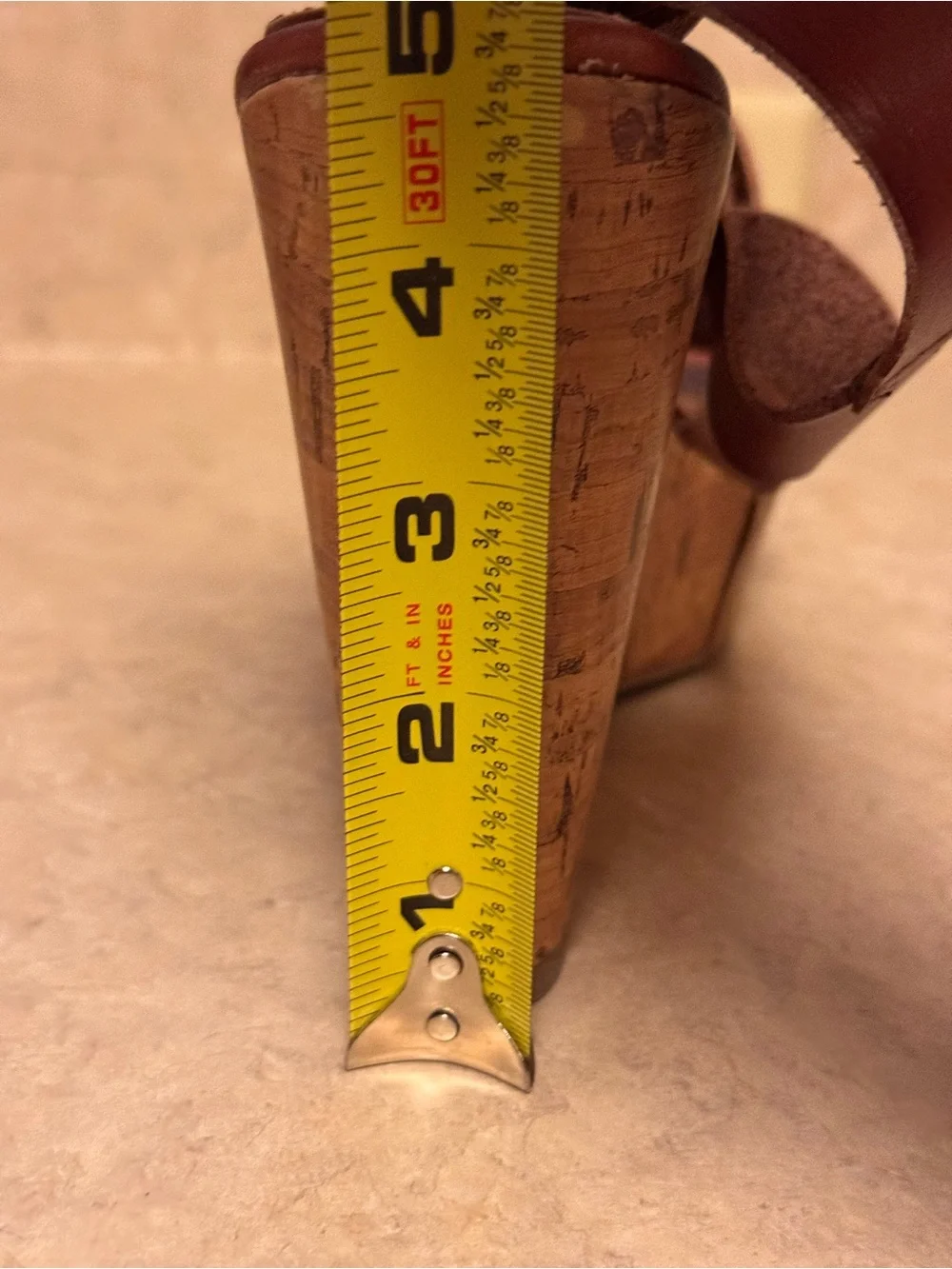 Women's Brown Leather Cork Wedge Sandals Size 10